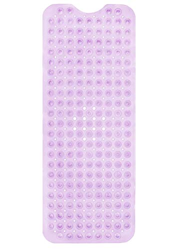 Image of ENKOSI Bath Mat - Large Non Slip Bathtub & Shower Mat - Extra Long 40 X 16 Inch Bathroom Mats for Tub Nonslip Anti Slip Bathmats (40X16 Clear Purple 1-Pack)