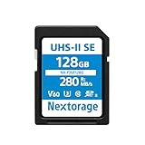 新ラベルデザイン (白地にグレーのデザインから白地にブルーのデザインに変わりました)！ Nextorage 日本メーカー UHS-II V60 128GB SDXC SDカード最大読出し速度280MB/s 最大書込み速度100MB/s ４K録画 F2SEシリーズ NX-F2SE128G ネクストレージ メモリカード
