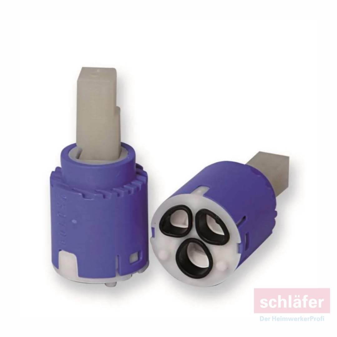 Schläfer 480039 | Cartucho de grifo mezclador de 25 mm, cartucho de repuesto de cerámica baja con 2 patas, para grifos mezcladores monomando de cocina, baño, ducha y bañera