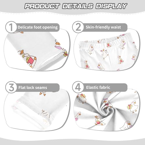 Funny Farm Duck Girls Leggings,Workout Leggings for Girls Toddler Athletic Leggings Size for 3-10T3