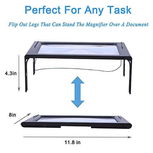 Large Magnifying Glass Hands-Free Full-Page 3X Magnifier Led Lighted Illuminated Foldable Desktop Portable For Elder Kids #TOP4
