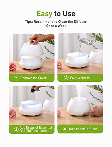 ANSTA Diffusore olio essenziale 500ml, modalità 2 nebbia, con luci a 8 colori, 3 timer, diffusore muto 23dB, senza bisfenolo A - Image 6