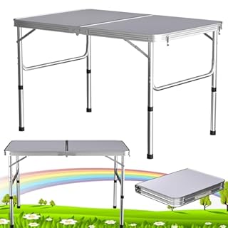 Lucn 3ft Pop-Up Folding Table Camping Table Garden Catering Trestle Table Outdoor Indoor Camping Kitchen Work Top Table for BBQ Picnic Party Dinner 3ft x 2ft Adjustable 2-Height 1.2/2.2ft