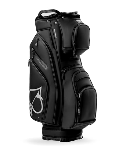 Pins & Aces Cart Bag - 14-Way, Full Length Dividers, Single Strap - Velvet Lined (Black)