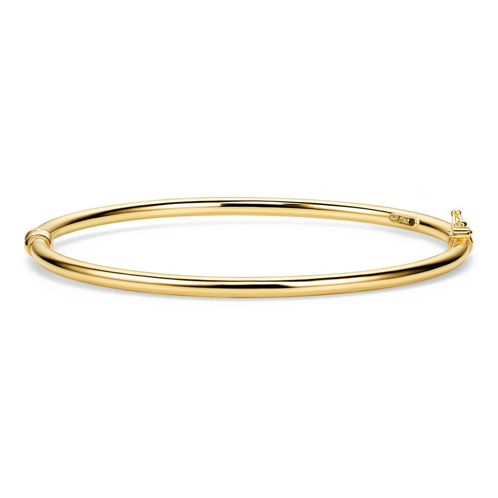 Orovi Pulsera Rígida para Mujer Plata de ley 925 Bañado en Oro 18 Quilates Pulsera Plata Mujer 925 a Espiral o Pulido 19.5cm x 3mm Cierre de Bisagra, Perno Muescado Made in Italy Entregado en Joyero