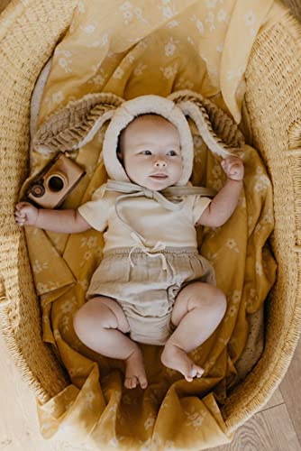 Image of Mini Wander Swaddles for Newborns Muslin Swaddle Blankets - Breathable Soft Gender Neutral Receiving Blanket Baby Essentials | 47 x 47 Cotton - Blankets (Buttercup)