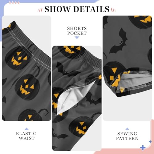 Bat Pumpkin Boys Long Pants Soft Trousers Elastic Waist Kids Lounge Bottoms with Pockets S-XL4