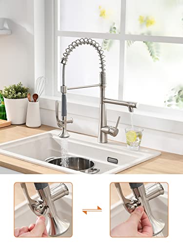 Kitchen Faucet With Pull Down Sprayer - Aimadi Commercial Stainless Steel Kitchen Sink Faucets With Sprayer,Brushed Nickel #TOP3