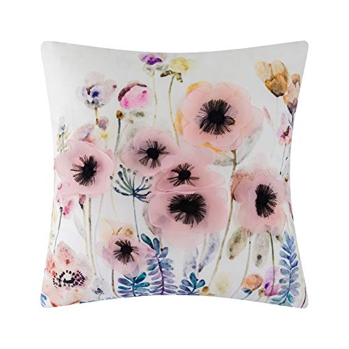 Oiseauvoler Decorative Throw Pillow Case Accent Cushion Cover Soft Velvet Poppy Flower Square Pillowcase Sham For Home Sofa Car Bed Room Decor 18 X 18 Inch Pink #TOP11