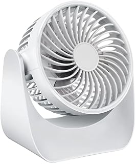 shinee one Desk Fan, Mini USB Fan Silent, 3 Speeds Small Quiet Table Fan with USB Powered, 360° Rotation Portable Cooling Fan for Desktop/Office/Bedroom/Car/Outdoor/Camping(White)