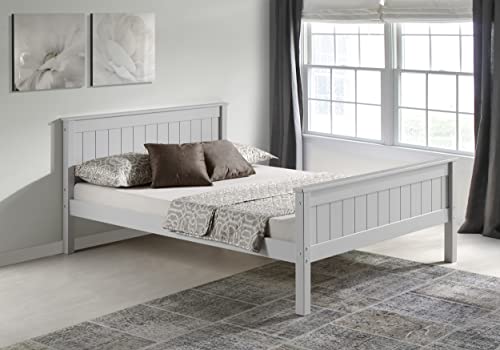 Harmony Full Wood Platform Bed, Dove Gray - Sturdy Pine with Wide Plank Headboard and Footboard, Side Rails Included, Mattress Compatible with Slats or Bunkie Board - Ideal for Kids Bedroom
