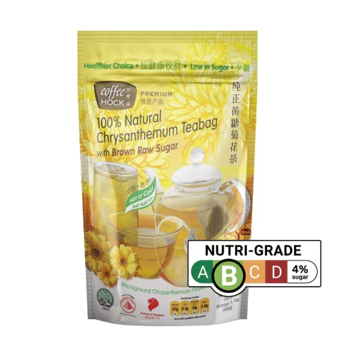 Coffeehock 100% Natural 2-in-1 Chrysanthemum Less Sugar Tea with Raw Sugar 10 Teabags 10 g