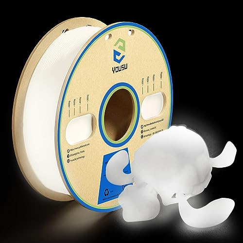Image of YOUSU 3D Printer Filament 1.75mm PLA Filament Glow in Dark White PLA Filament 3D Printing Filament 1kg(2.2lbs) Spool.