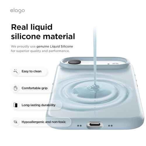 Image of elago for iPhone Air Case, Premium Magnetic Silicone Case, Compatible with MagSafe, Liquid Silicone Material, Protective Cover, Shockproof, Slim Phone, 6.5 inch (Sky Blue)