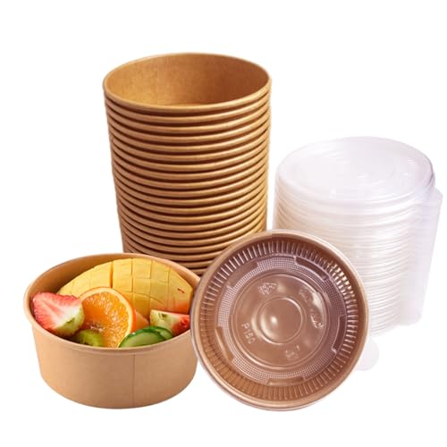 50% Off 15-Pack Kraft Paper Bowls with Lids for Hot/Cold Food