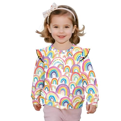 DISNIMO Toddler Sweatshirt for Girls Kids Long Sleeve Shirts Ruffle Sleeves Crewneck Top Fall Clothes Outfit