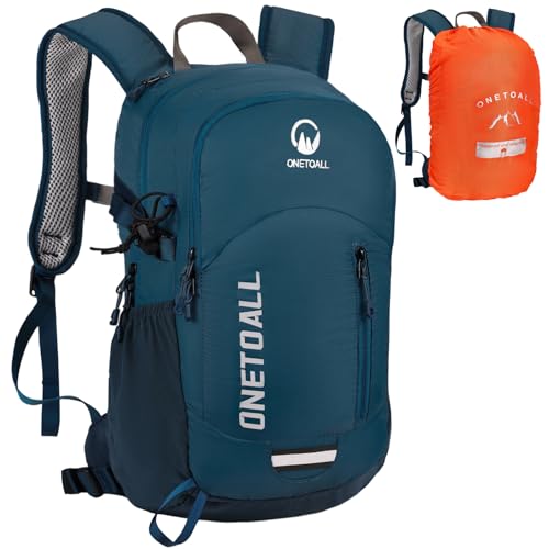 ONETOALL Diebstahlsicherer Wanderrucksack Damen 20L, Leichter Tagesrucksack Herren Klein, Wasserdichter Fahrrad Rucksack mit Rückenbelüftung zum Wandern Tagestour Radfahren Reisen Pendeln, nur 500g