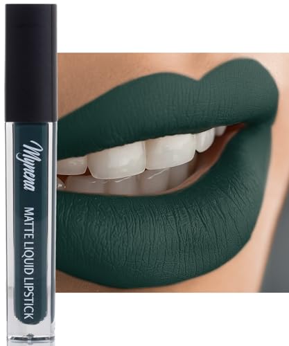 Mynena Deep Forest Green Matte Liquid Lipstick | Long-Lasting Comfort