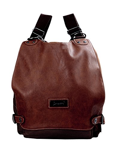 Douguyan: Moda Mochila para Unisex Bolsos Bandolera de Lona y Cuero Casual   E55806 Marrón