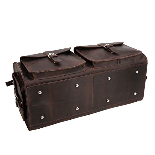 Polare 22'' Indiana Jones Looking Natural Leather Weekender Carry On Duffle Duffel Bag