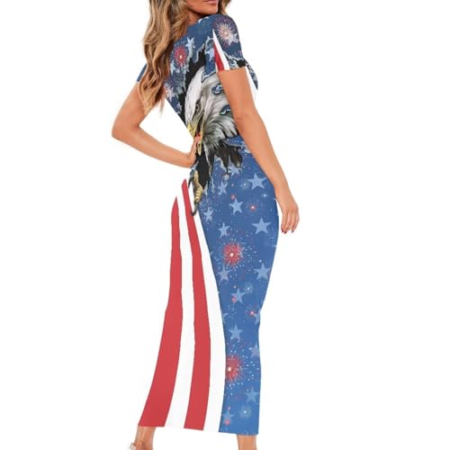 Image of Womens Short Sleeve Jamaican Flag Midi Bodycon Dress