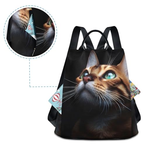 Image of ALAZA Beautiful Bengalensis Cat Kitten Backpack Purse for Women Anti Theft Fashion Back Pack Shoulder Bag