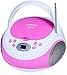 Jaras JJ-Box89 Pink/White Sport Portable Stereo CD Player with AM/FM Stereo Radio and Headphone Jack Plug