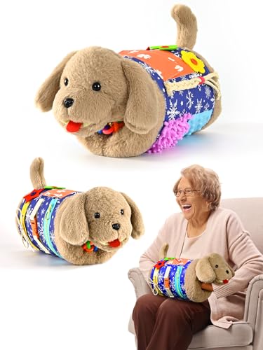 Fidget Blanket and Muff Dog for Adults with Dementia,Alzheimers Dementia Activities Products for Seniors and Elderly,Gift Game and Sensory Fidget Toys for Alzheimer’s or Dementia