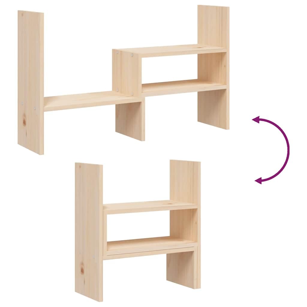 Supporto per monitor in legno di pino massiccio, 39-72 x 17 x 43 cm, regolabile in altezza, con ripiano e cassetto, supporto ergonomico per PC, per ufficio, casa, gaming e laptop