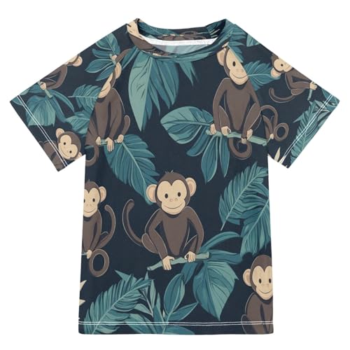 Kids Swimsuit Monkey Cartoon Turtle Leaf Sunscreen T-Shirts Swimwear Sets UPF 50+