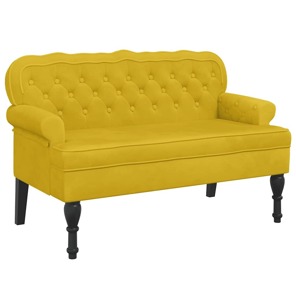 vidaXL Banco, Silla con Respaldo Reposabrazos, Banca de Final de Cama, Asiento Tapizado para Pasillo Recibidor Dormitorio, Terciopelo Amarillo