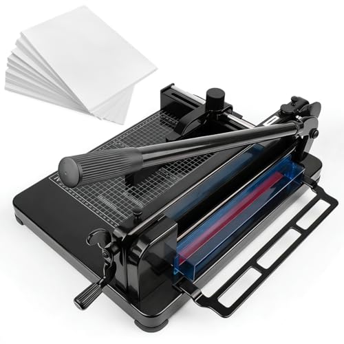 Heavy Duty Paper Cutter A4 12 Guillotine Paper Cutter with Double Safety Protection 400 Sheets Stack Professional Paper Trimmer Durable Steel Blade for Business Office School Printing Shops Black