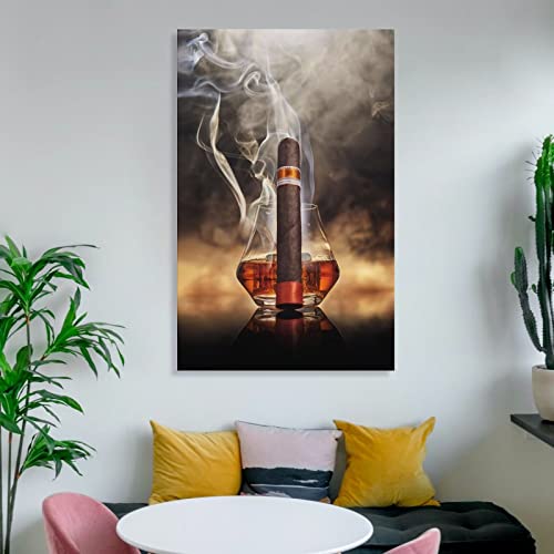 FNFDKDK Cigar Whiskey Canvas Poster Wall Art Still Life Kitchen Bar Wall Art Paintings Canvas Wall Decor Home Decor Living Room Decor Aesthetic 16x24inch(40x60cm) Unframe-Style - Image 6