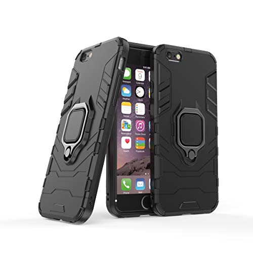 Cocomii Black Panther Armor iPhone 6S/6 Funda Nuevo [Robusto] Táctico Anillo Metálico Sujeción Soporte [Funciona con El Montaje De Coche Magnético] Case Carcasa for Apple iPhone 6S/6 (B.Jet Black)