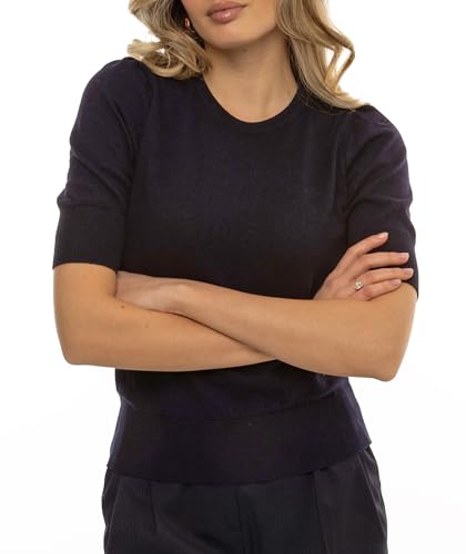 Arber Women’s 100% Cotton Short-Sleeve Crewneck Sweater – Lightweight Ribbed-Hem Pullover Knit Top for Work & Casual