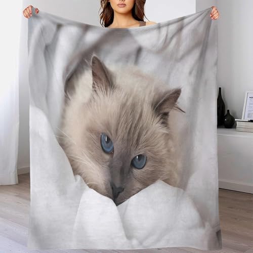 Couverture antistatique et lavable plaid microfibre doux imprimé chat - 4