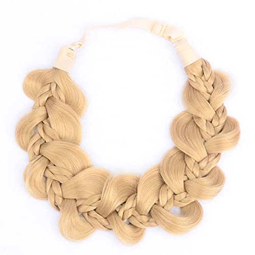 BOBIYA Kinky Gourd Synthetic Hair Braided Headband Wide Plaited Headband Elastic Stretch Plait Hairband for Women Girl (Honey Blonde) - Image 2
