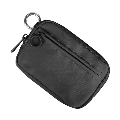 Image of The Iris Wallet Zipper Mini Coin Purse Keychain ID Holder Wallet | Zip Card Case with ID Window Purses for Women Mini Portable Keychain Wallet,Black
