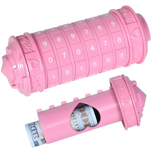 Boîte puzzle en métal cryptex Da Vinci rose avec compartiments cachés et tirelire