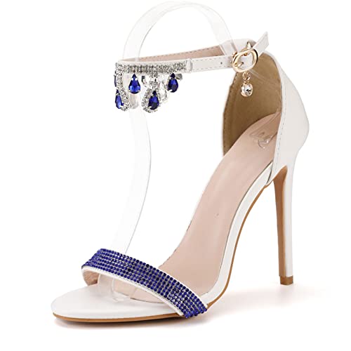 Brautschuhe Damen, 11Cm Kleid Spitze Zehe Pfennigabsatz Pumps Strass...