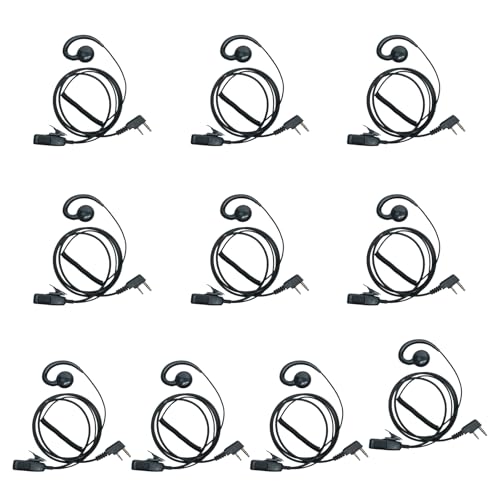 Auricular Walkie Talkie forma de C con micrófono PTT de cabeza K para radios Kenwood y Retevis