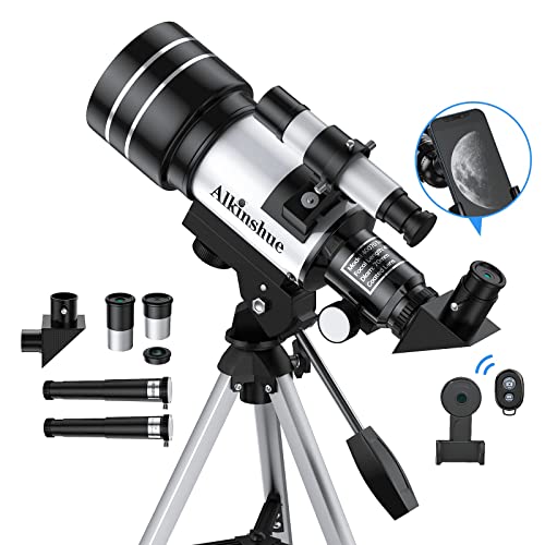 Image of 300mm Refractor Telescope for Astronomy Beginners, Multi-Coated High Powered Refracting Telescope with Tripod 70mm Aperture