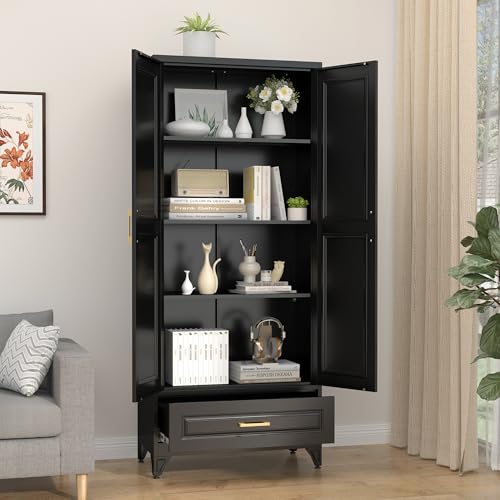Image of SteeLoong 75 inch Metal Storage Cabinet with Doors and 3 Adjustable Shelves