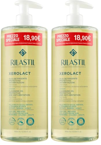 Rilastil Xerolact Olio Detergente Protettivo Pelli Secche, Special Price, 1000 ml (Confezione da 2)