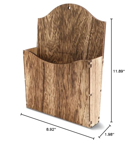 Juvale ZECGY Rustic Wood Wall Mounted Magazine Rack And File Organizer With Menu Basket - Hanging Bathroom Mail Holder thumb #6