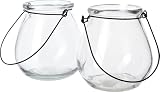 VBS Windlicht 2 Stück Glas 10 cm Durchmesser 10.8 cm Höhe Set aus 2 Stk ideal für Dekoration und Beleuchtung
