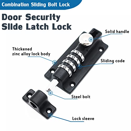 Combination Door Security Slide Latch Lock,V·resourcing® High Security 4 Digit Pin Dial Gate Lock For Sheds, Home Reinforcement, Barns, Fences, Childproofing, Cupboards, Workshop #TOP4