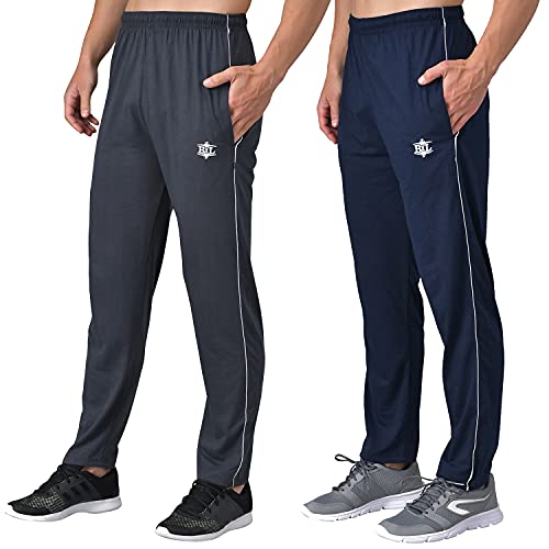 Image of eKools� Plain Trackpants for Men | Plain Trackpants | Basic Trackpants | Two Side Pockets with One Zip Pocket for Phone | 100% Cotton | Men's Trackpants (Pack of 2)
