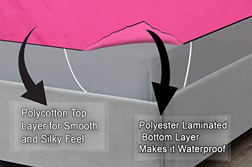 Image of The Furnishing Tree Mattress Protector / Waterproof Bedsheet Size WxL 36x75 inches Single Bed One unit Polyester Pink