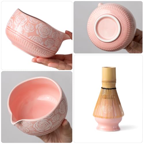 Image of Buucup Matcha Whisk Set, Ceramic Matcha Kit with Bowl & Tools, Rose Pink